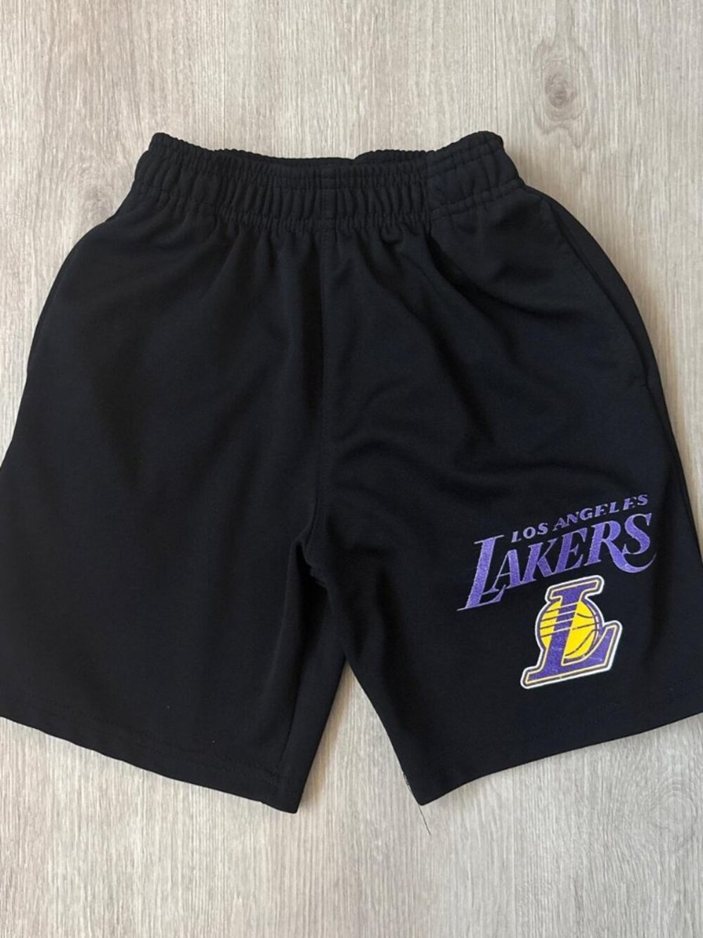 Boys Size 8 Los Angeles Lakers Basketball Shorts Black Purple LA Graphic
